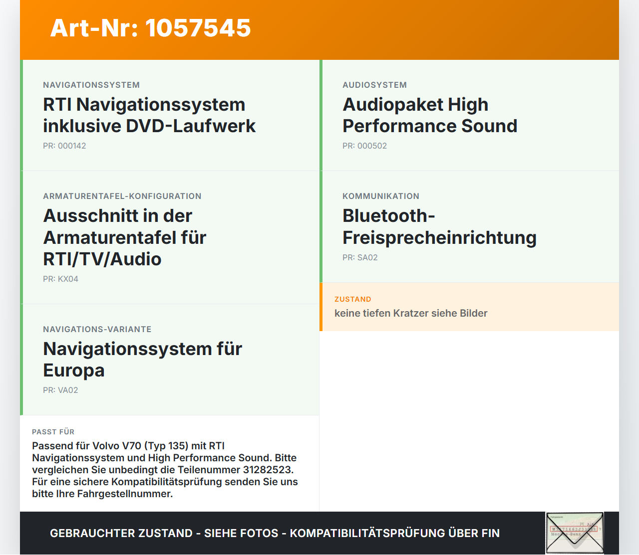 Volvo V70 135 07-13 Bildschirm Display Monitor Volvo V70 135 07-13 17.06.2010 31282523-1 gebraucht Vorschau 3