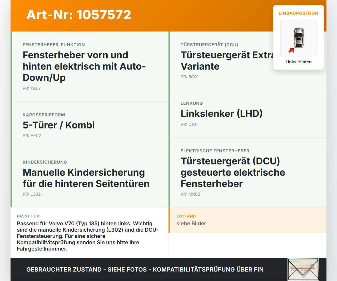 Volvo V70 135 07-13 Steuergerät ECU Modul Türsteuergerät Links Hinten Volvo V70 135 07-13 17.06.2010 9G9T-14B534-AC... Vorschau 3