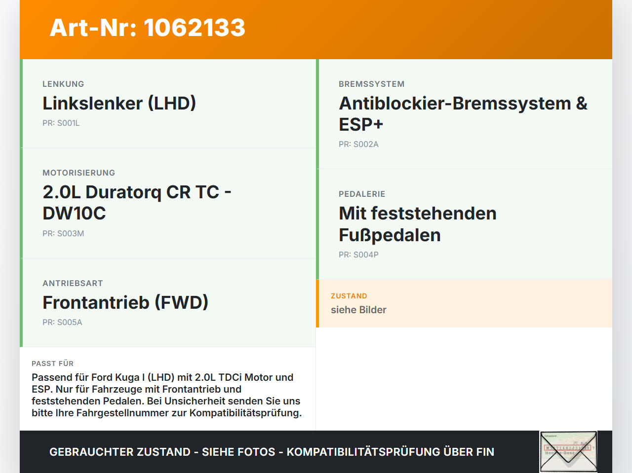 Ford Kuga I 08-12 TDCi 2,0 120KW Bremskraftverstärker Ford Kuga I 08-12 05.11.2010 8V41-2005-AF 8V41-2B195-AE... Vorschau 3