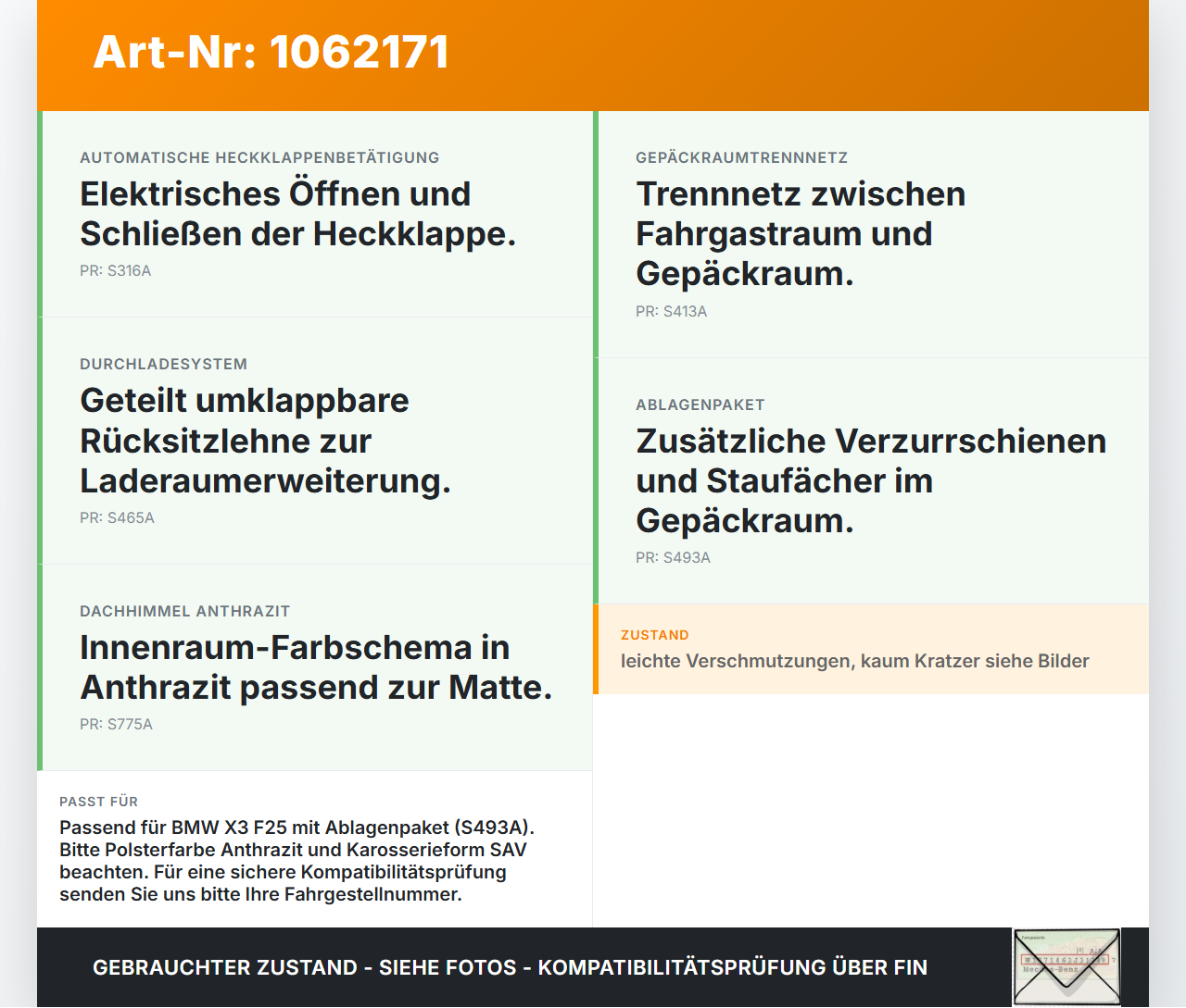 BMW X3 F25 10-14 Kofferraummatte Kofferraum Einlegeboden BMW X3 F25 10-14 24.01.2013 9207890 51479207890 gebraucht Vorschau 3