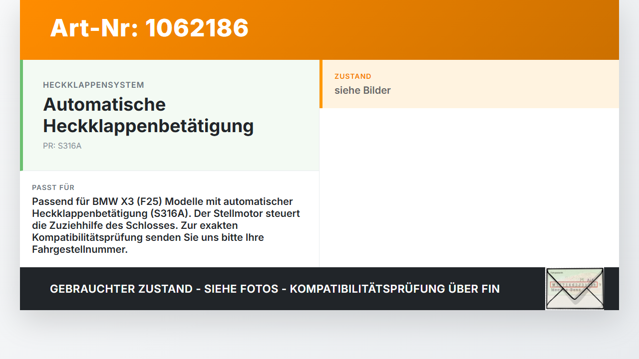 BMW X3 F25 10-14 Stellmotor Zuziehhilfe für Elektrisches Heckklappenschloss BMW X3 F25 10-14 24.01.2013 51247249578... Vorschau 3