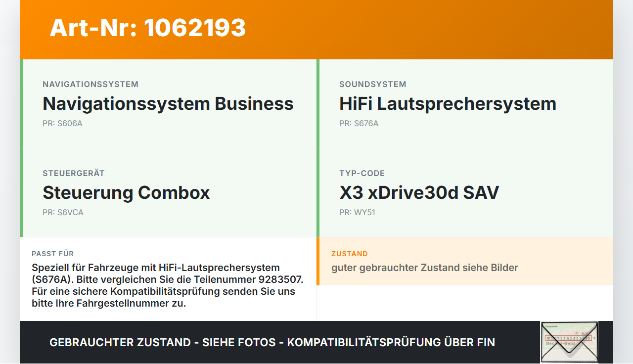 BMW X3 F25 10-14 Verstärker Endstufe Soundsystem BMW X3 F25 10-14 24.01.2013 2622680 65122622680 9283507... Vorschau 3