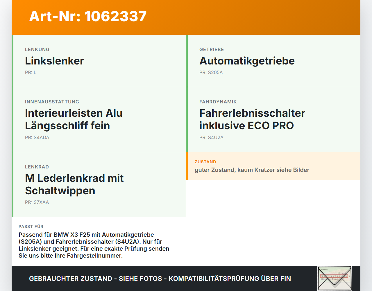 BMW X3 F25 10-14 3,0 190KW Autom Schaltkulisse Schalthebel BMW X3 F25 10-14 24.01.2013 7950394 61317950394... Vorschau 3