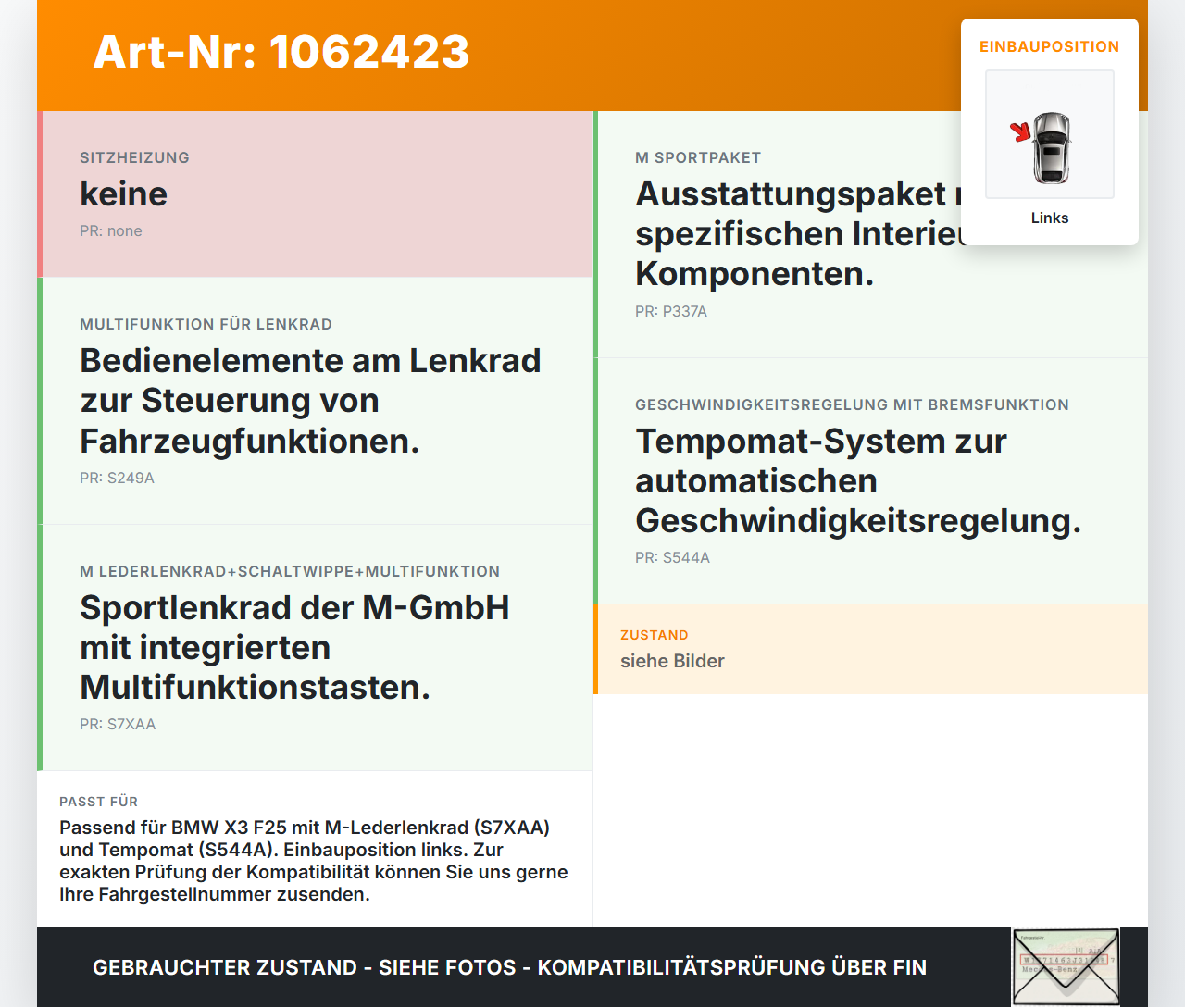 BMW X3 F25 10-14 Lenkradschalter Tempomat Multifunktionstasten Links BMW X3 F25 10-14 24.01.2013 9230229... Vorschau 3