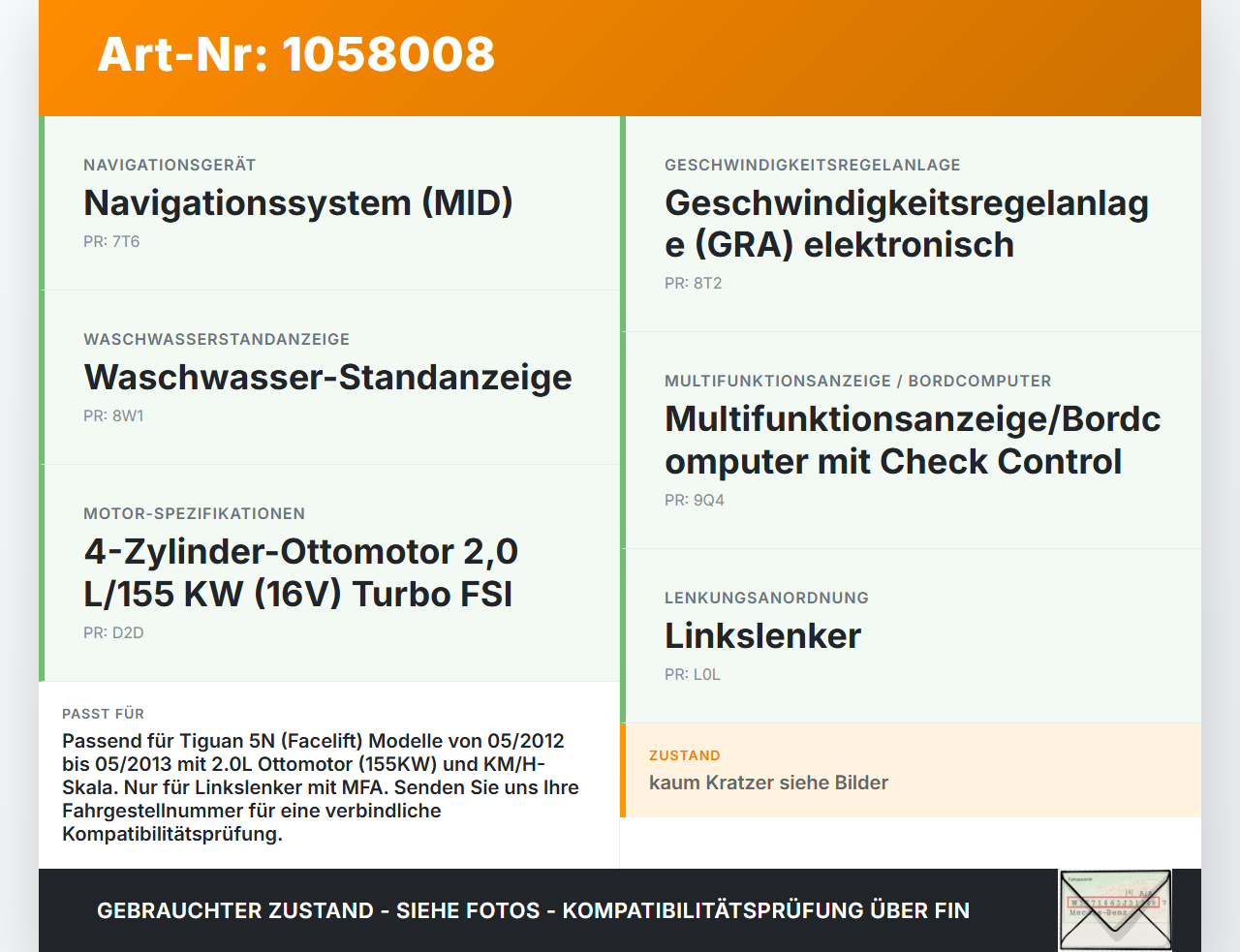 VW Tiguan 5N 11-16 2,0 155KW Kombiinstrument Tacho Tachometer VW Tiguan 5N 11-16 12.12.2012 f5N0920883 5N0920883... Vorschau 3