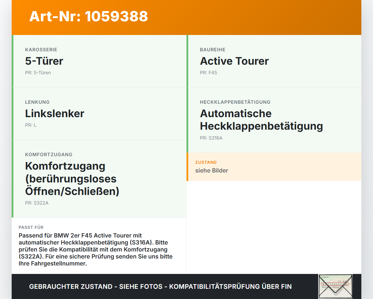 BMW 218i F45 14-18 Elektrischer Heckklappenantrieb Spindelantrieb A89 BMW 218i F45 14-18 17.07.2017 51247348523... Vorschau 3
