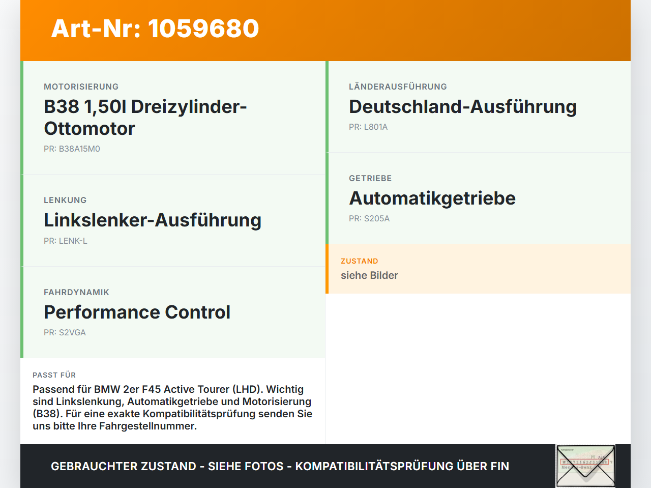 BMW 218i F45 14-18 Lenkungsteil Kreuzgelenk BMW 218i F45 14-18 17.07.2017 6865653 32306865653 120-105-7883 gebraucht Vorschau 3
