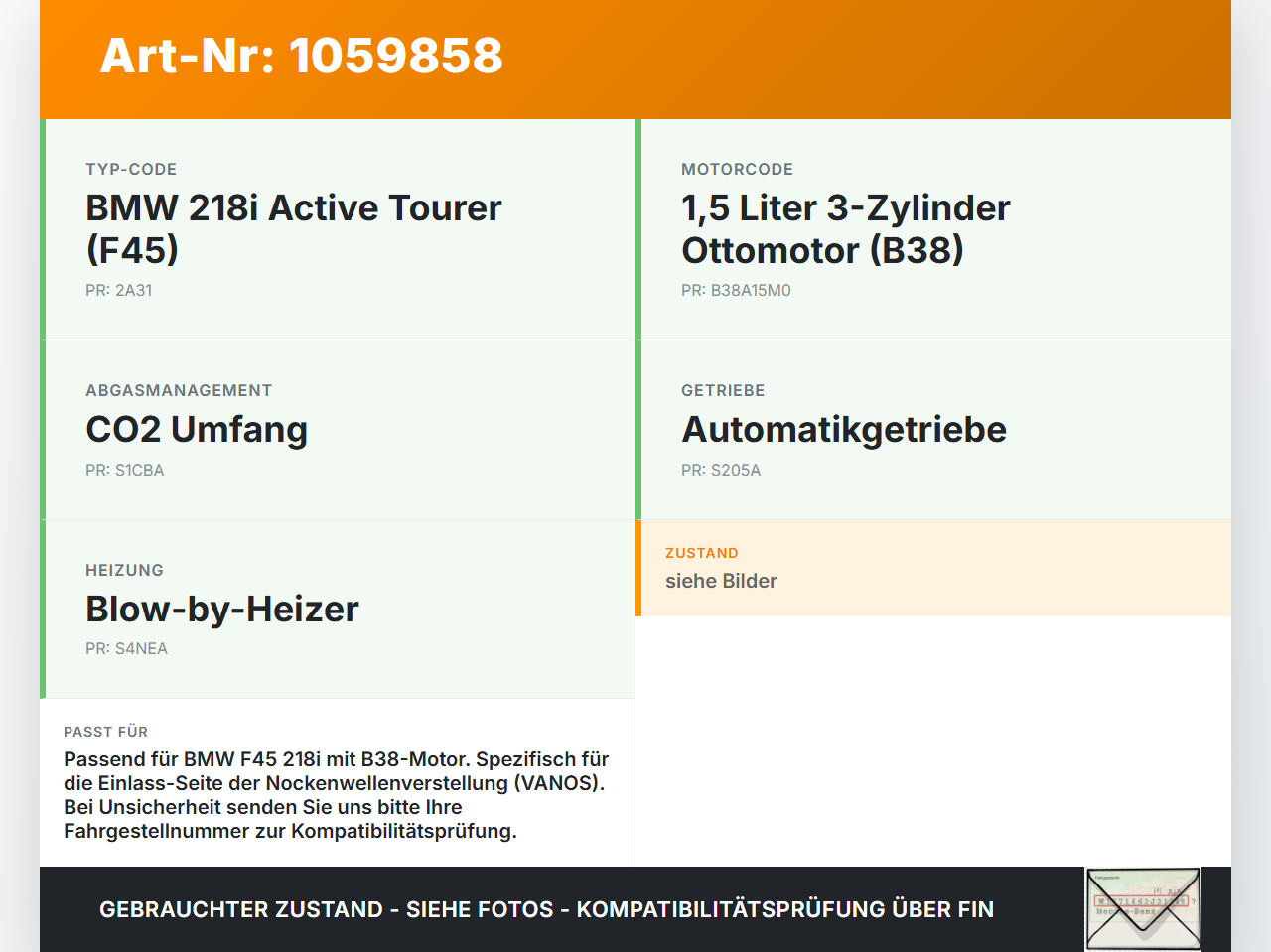BMW 218i F45 14-18 1,5 100KW B38A15M0 Magnetventil Verstellung für Nockenwelle Einlass BMW 218i F45 14-18... Vorschau 3