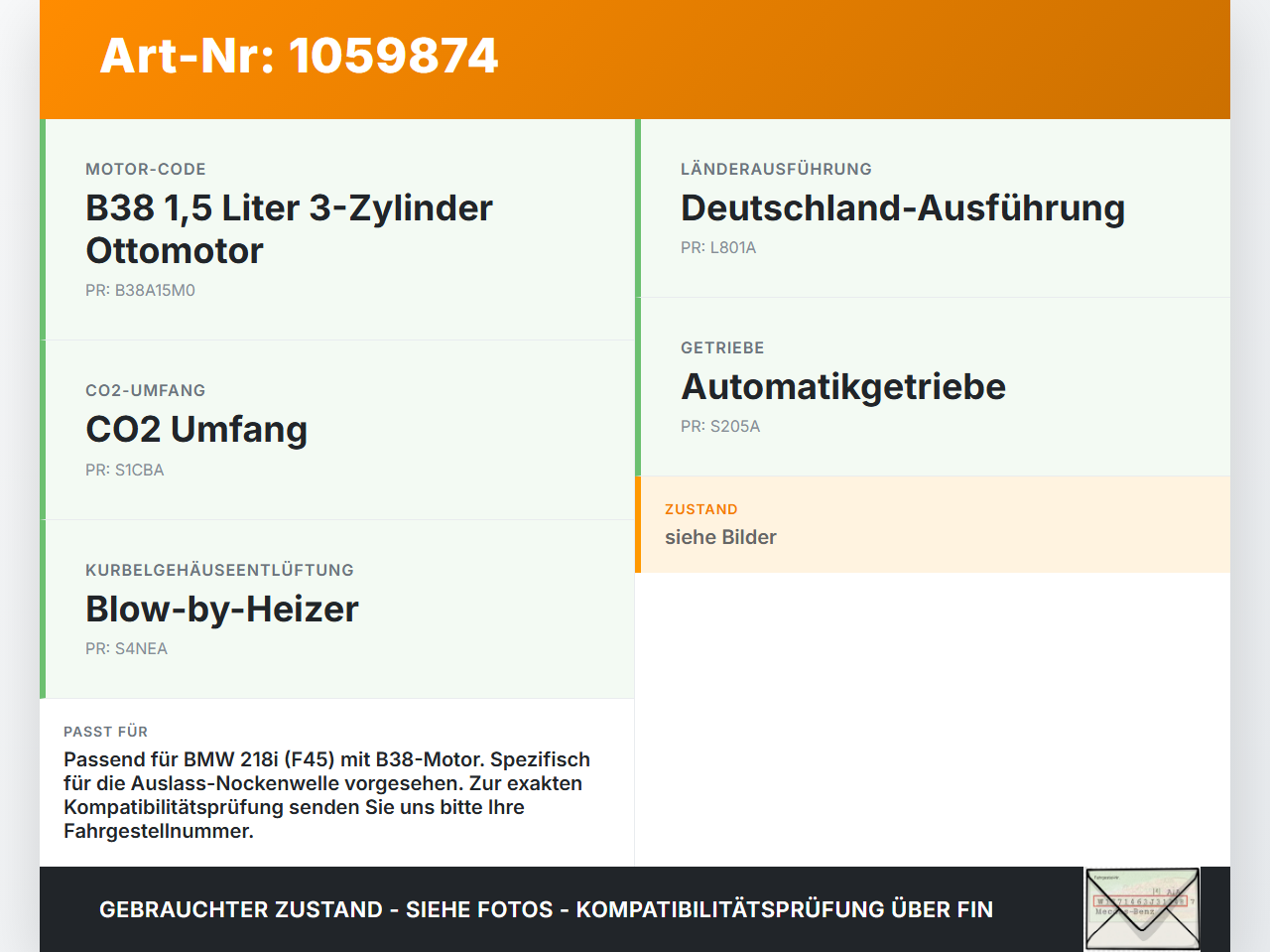 BMW 218i F45 14-18 1,5 100KW B38A15M0 Nockenwellenverstellung Verstellung für Nockenwelle Auslass BMW 218i F45... Vorschau 3