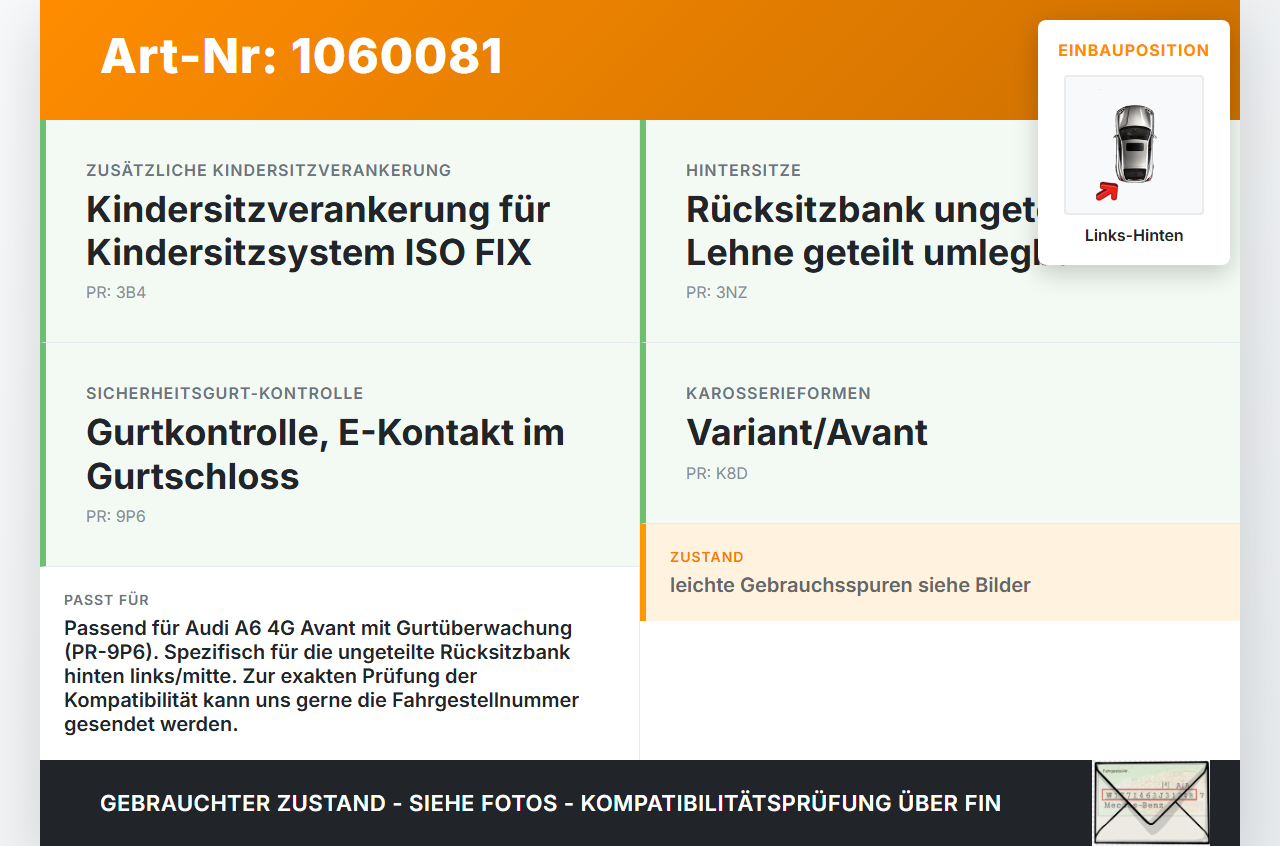 Audi A6 4G 11-14 Kombi Gurtschloss Links Hinten und Mitte Audi A6 4G 11-14 11.04.2012 4G0857739A gebraucht Vorschau 3