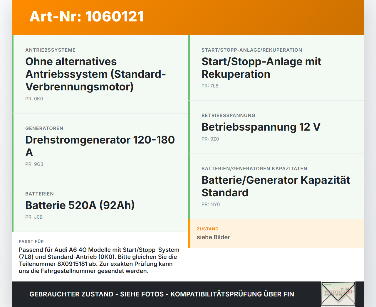 Audi A6 4G 11-14 Relais Batterieüberwachung SG Audi A6 4G 11-14 11.04.2012 8X0915181 gebraucht Vorschau 3