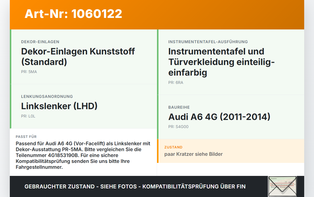 Audi A6 4G 11-14 Blende Armaturenbrett Abdeckung Audi A6 4G 11-14 11.04.2012 4G1853190B 4G1853190BLL gebraucht Vorschau 3