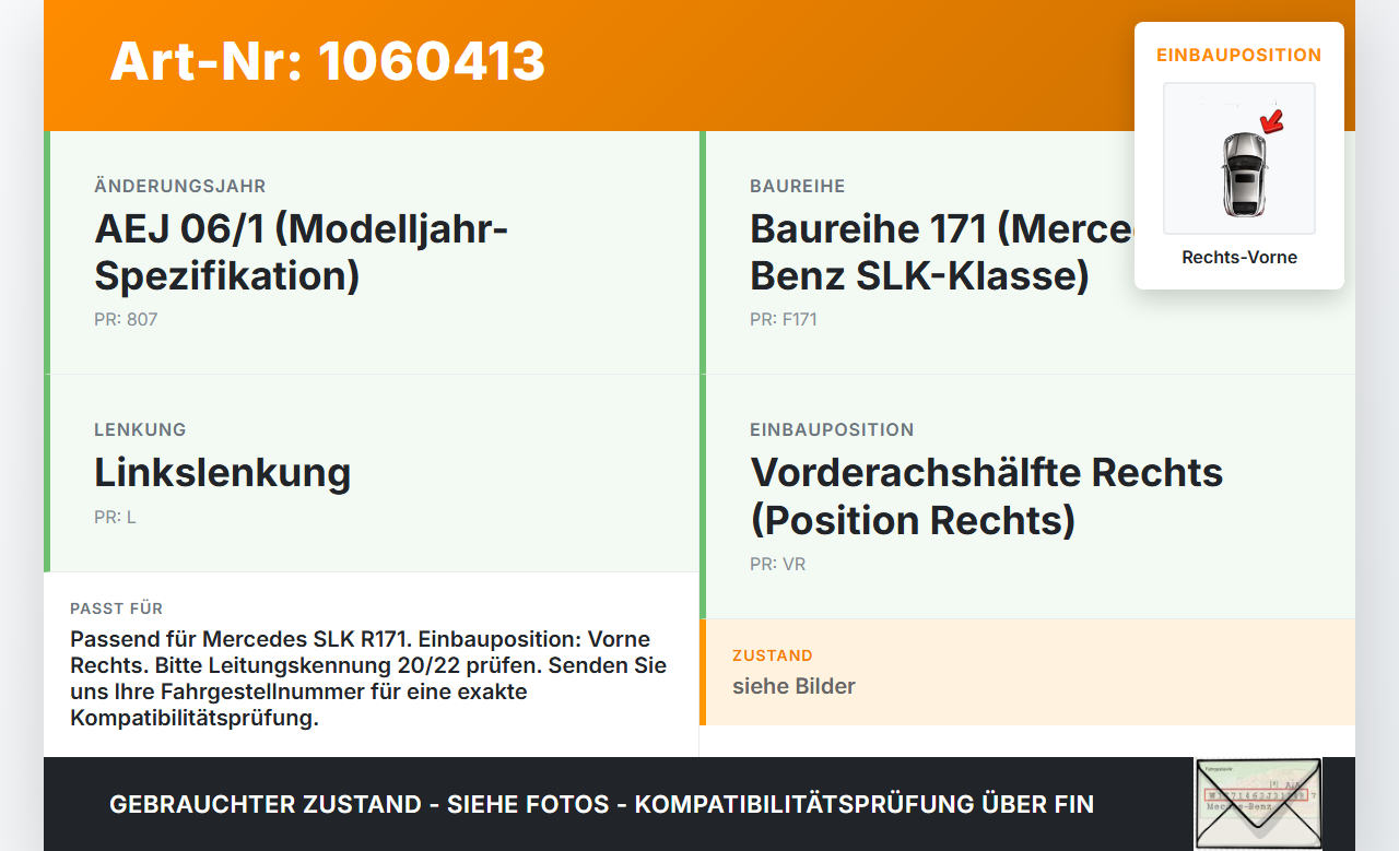 Mercedes SLK R171 04-08 Hydraulikzylinder Verdeck 1 Schlauch Leitung 20 22 Vorne Rechts Mercedes SLK R171 04-08... Vorschau 3