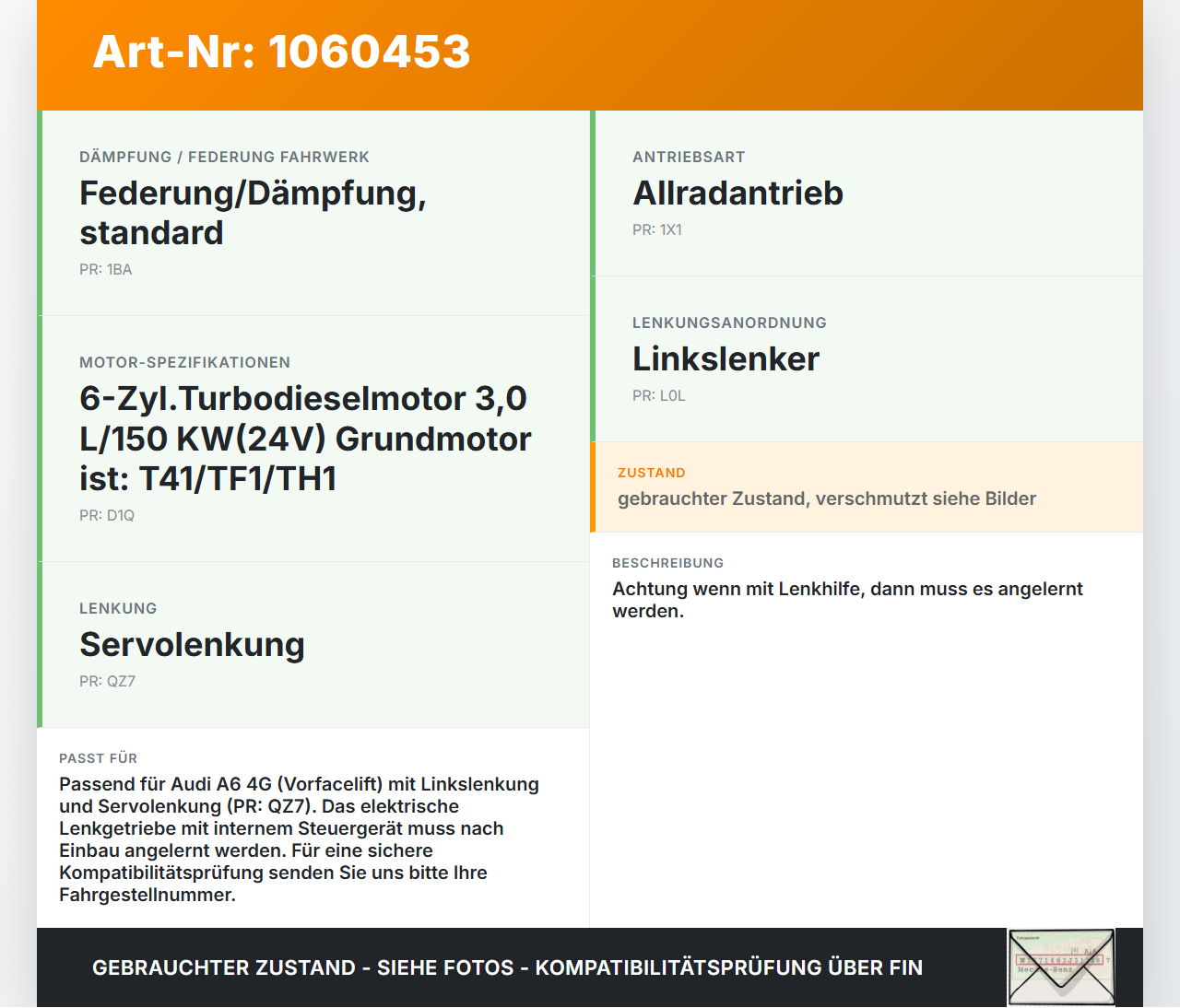 Audi A6 4G 11-14 Lenkgetriebe Elektrische Lenkhilfe mit Steuergerät Audi A6 4G 11-14 11.04.2012 4G1423055AN... Vorschau 3