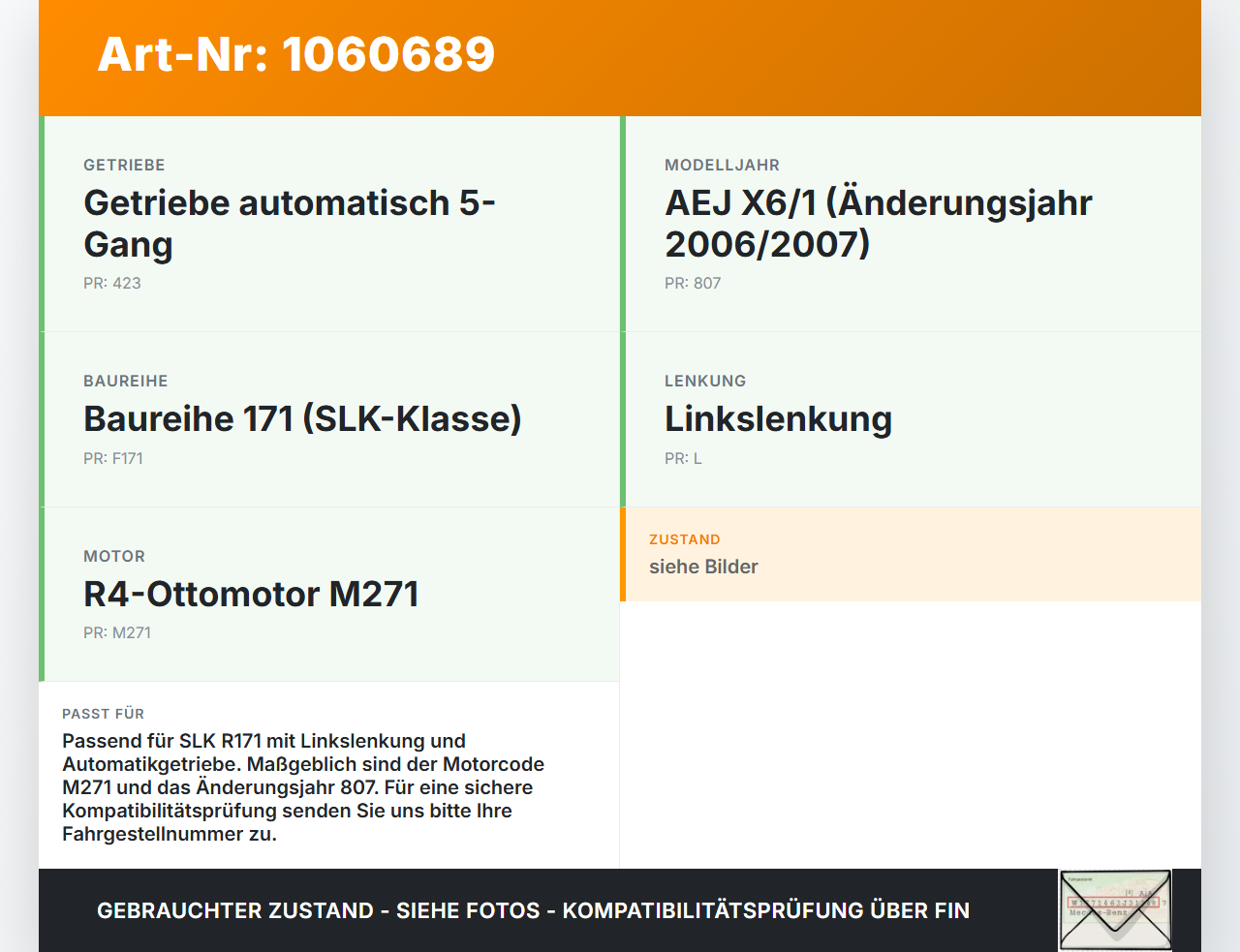 Mercedes SLK R171 04-08 Hauptbremszylinder Bremszylinder Mercedes SLK R171 04-08 23.11.2006 A0054309801 gebraucht Vorschau 3