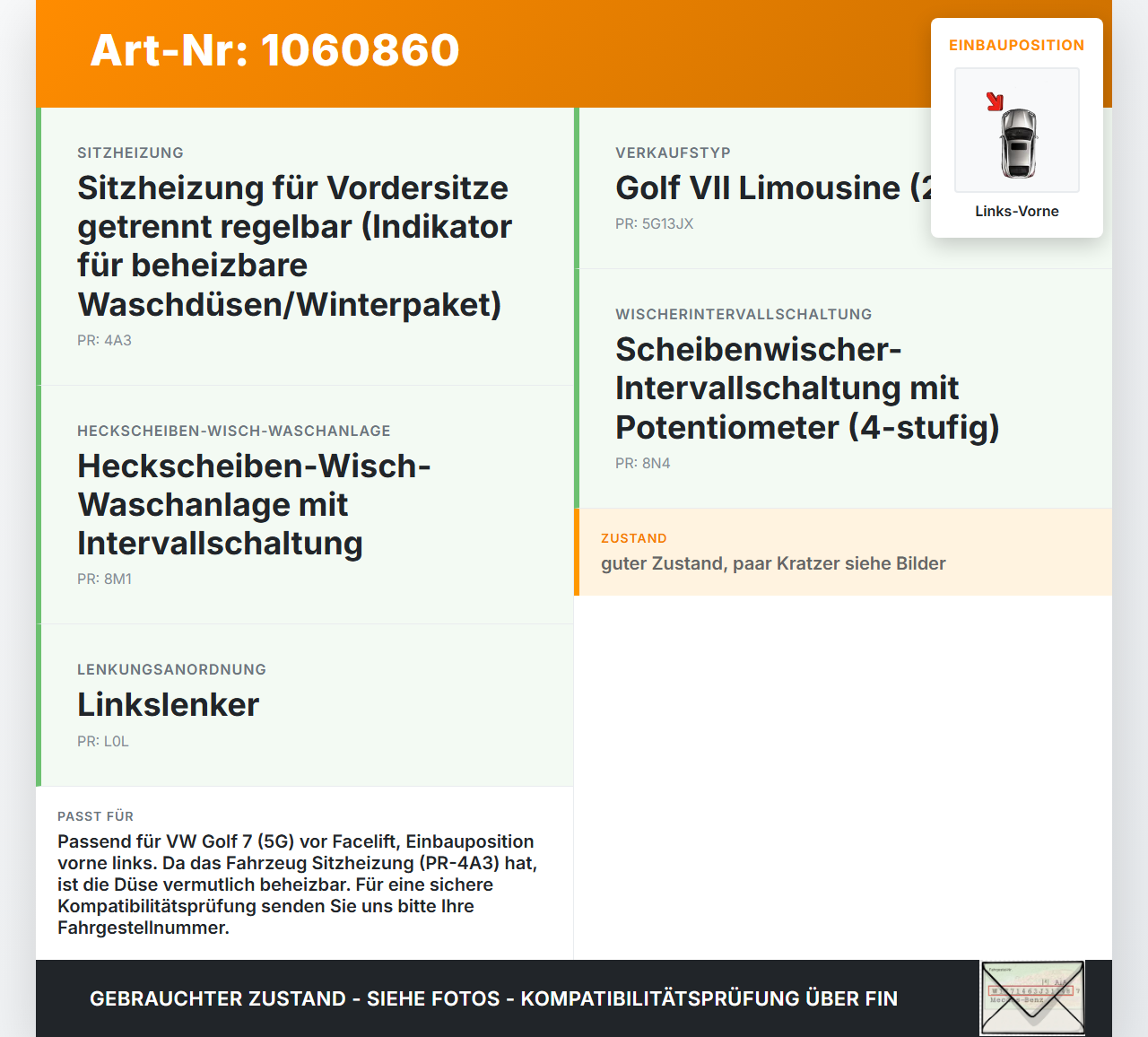 VW Golf 7 VII 5G 12-17 Waschdüse für Windschutzscheibe WS Links Vorne VW Golf 7 VII 5G 12-17 22.11.2013 5M0955985C... Vorschau 3