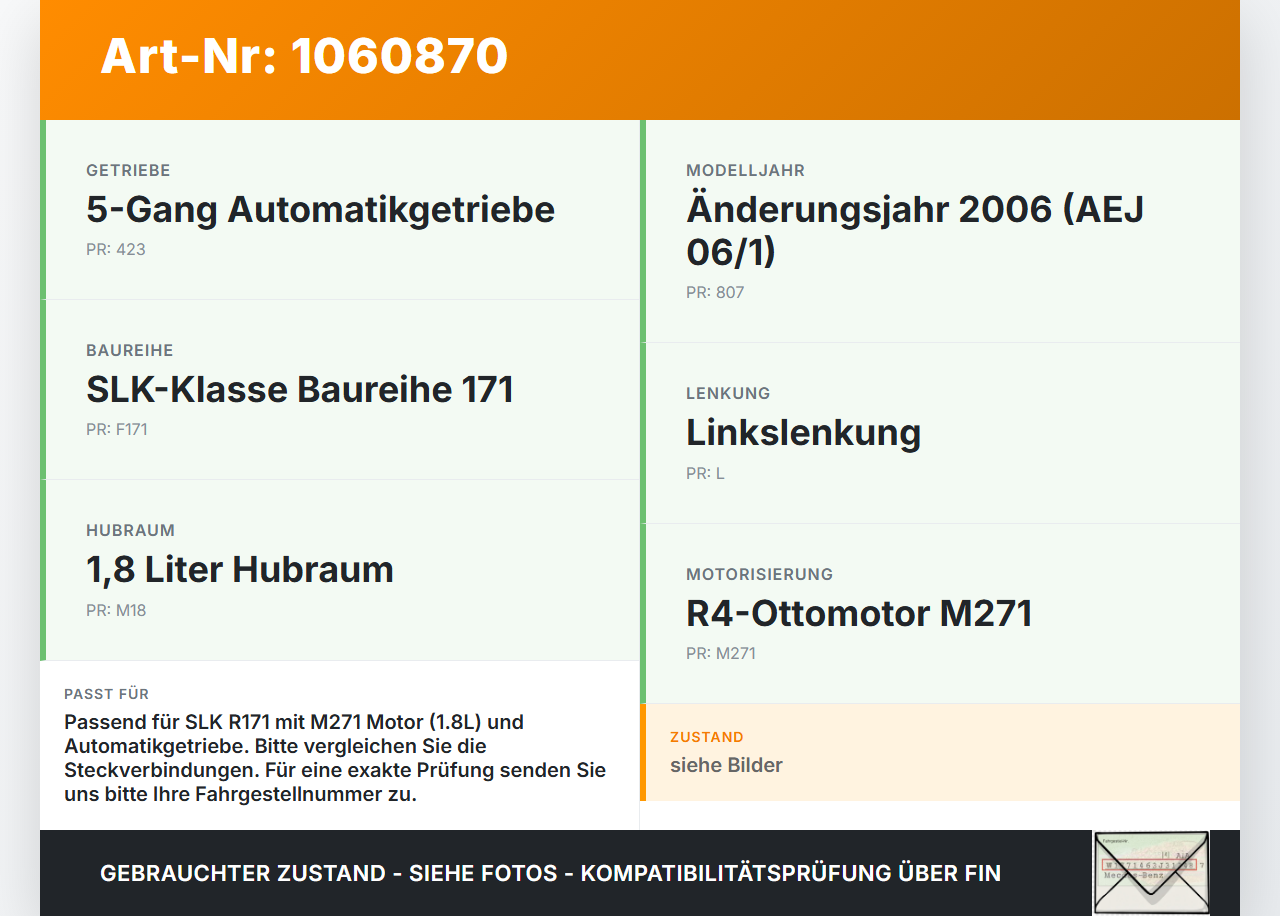 Mercedes SLK R171 04-08 1,8 120KW Motorkabelbaum Leitungssatz für Motor Mercedes SLK R171 04-08 23.11.2006... Vorschau 3
