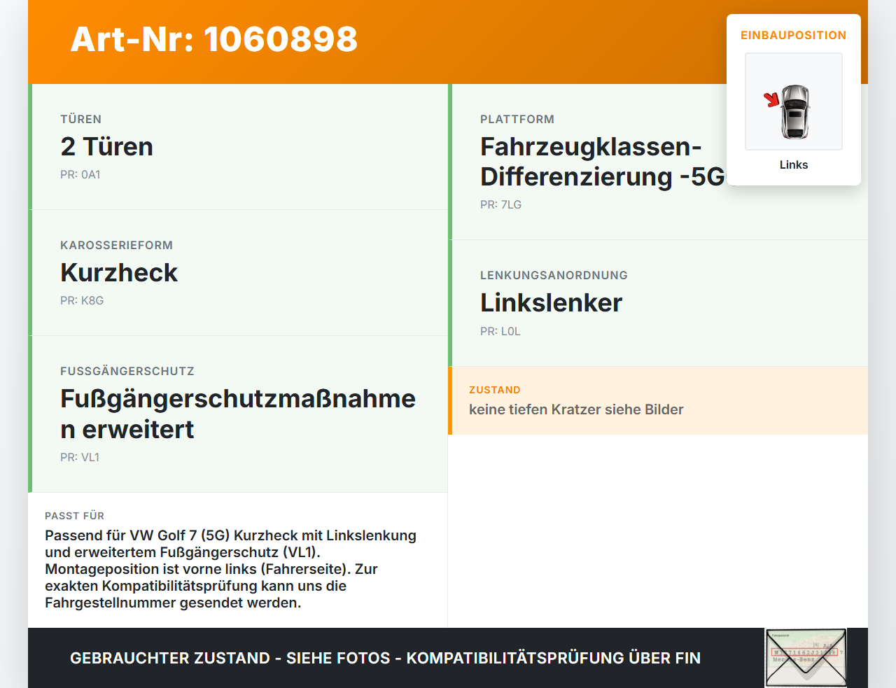 VW Golf 7 VII 5G 12-17 3T Scharnier für Motorhaube Motorhaubenscharnier Links VW Golf 7 VII 5G 12-17 22.11.2013... Vorschau 3