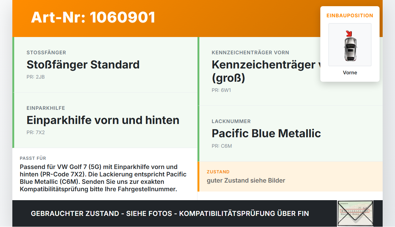 VW Golf 7 VII 5G 12-17 Abstands Sensor Parksensor PDC Einparkhilfe Vorne 1 VW Golf 7 VII 5G 12-17 22.11.2013... Vorschau 3