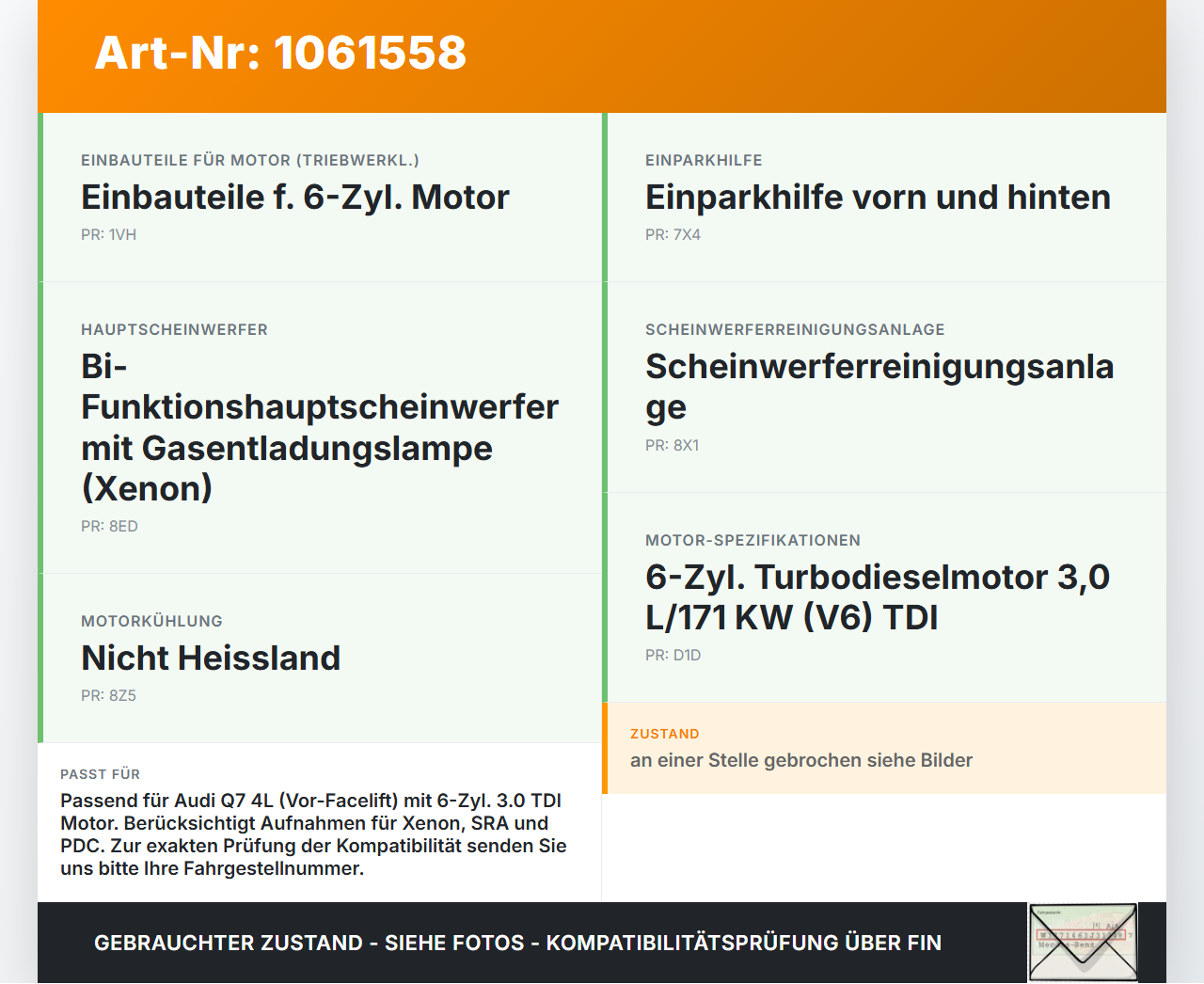 Audi Q7 4L 05-09 TDI 3,0 171KW Schlossträger Frontmaske Träger Audi Q7 4L 05-09 26.06.2007 4L0805594A gebraucht Vorschau 3