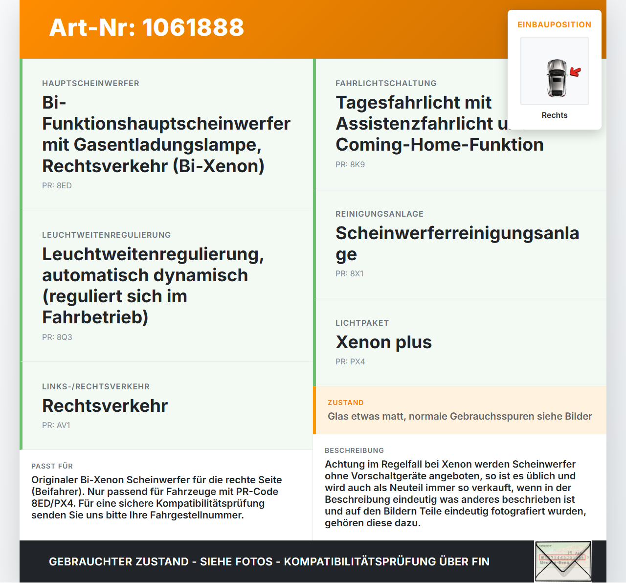 Audi Q7 4L 05-09 Xenon Scheinwerfer Frontscheinwerfer Bi Xenon Rechts orig. Audi Q7 4L 05-09 26.06.2007 4L0941030A... Vorschau 3