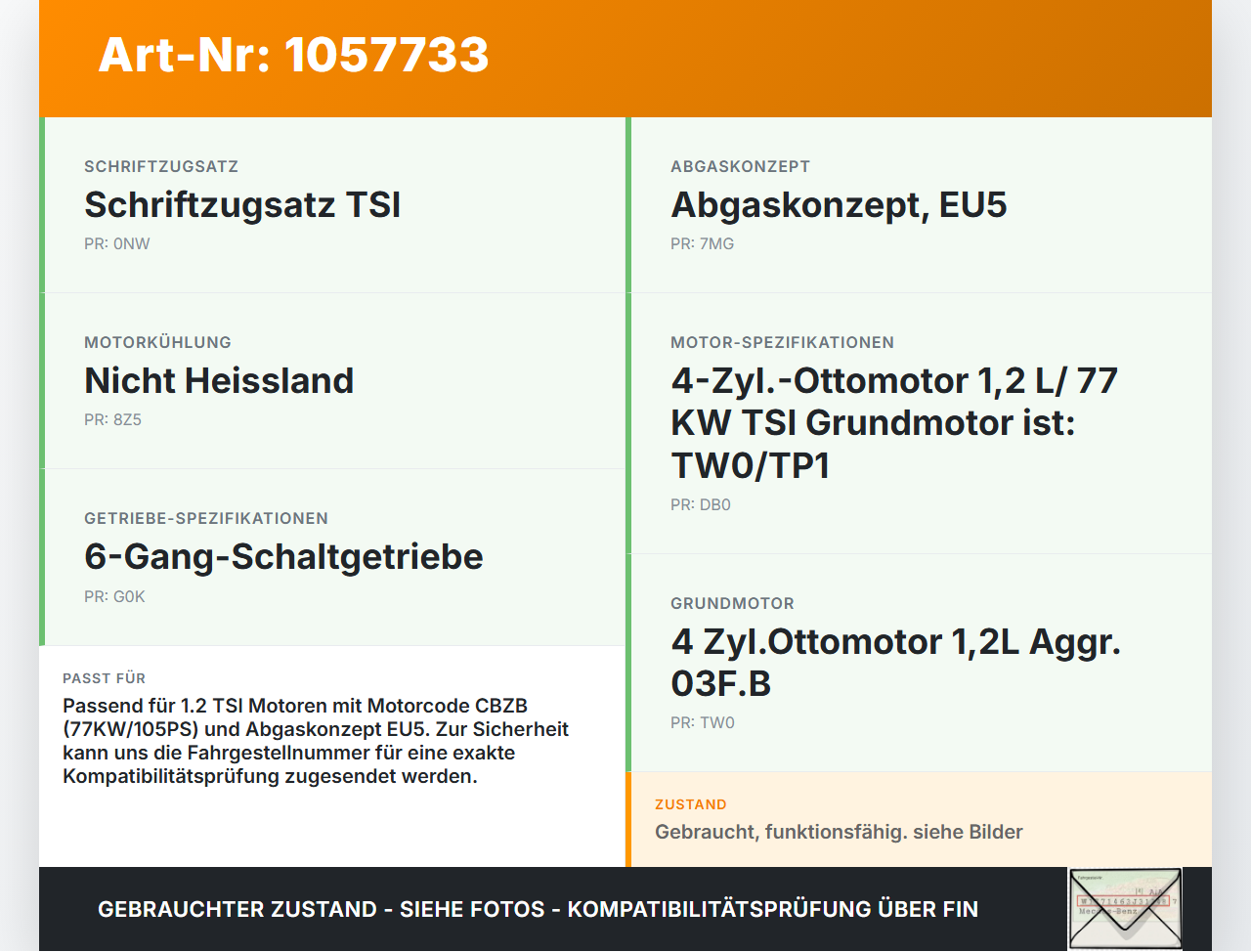 VW Golf VI 6 09-13 TSI 1,2 77KW CBZB Turbolader Turbo Abgasturbolader VW Golf VI 6 09-13 15.10.2012 03F145701K... Vorschau 3