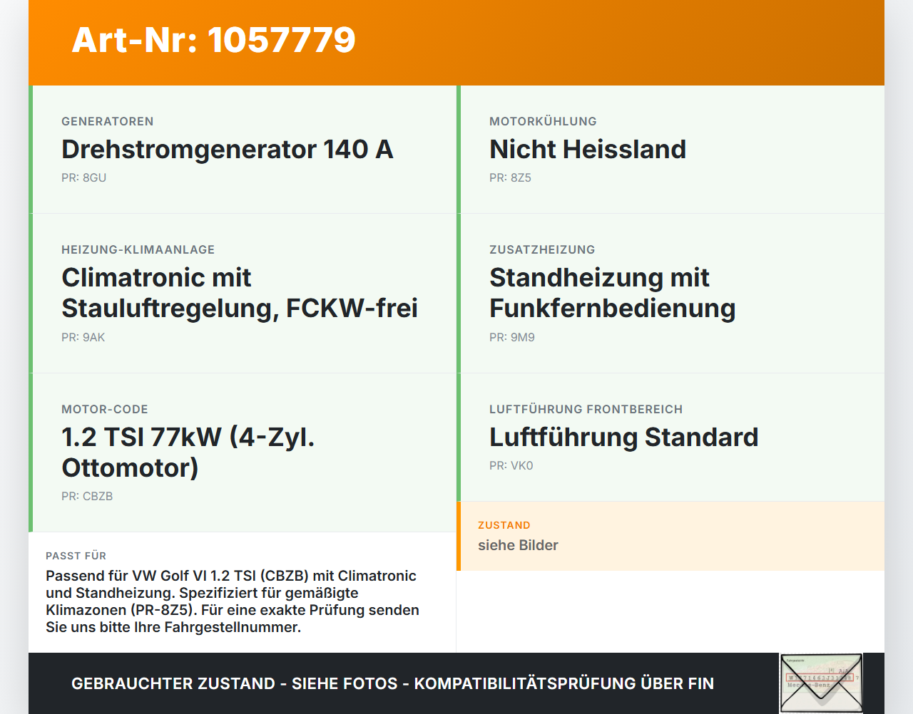 VW Golf VI 6 09-13 TSI 1,2 77KW Lüfter Ventilator f. Kühler VW Golf VI 6 09-13 15.10.2012 1K0121203AN 0130307175... Vorschau 3