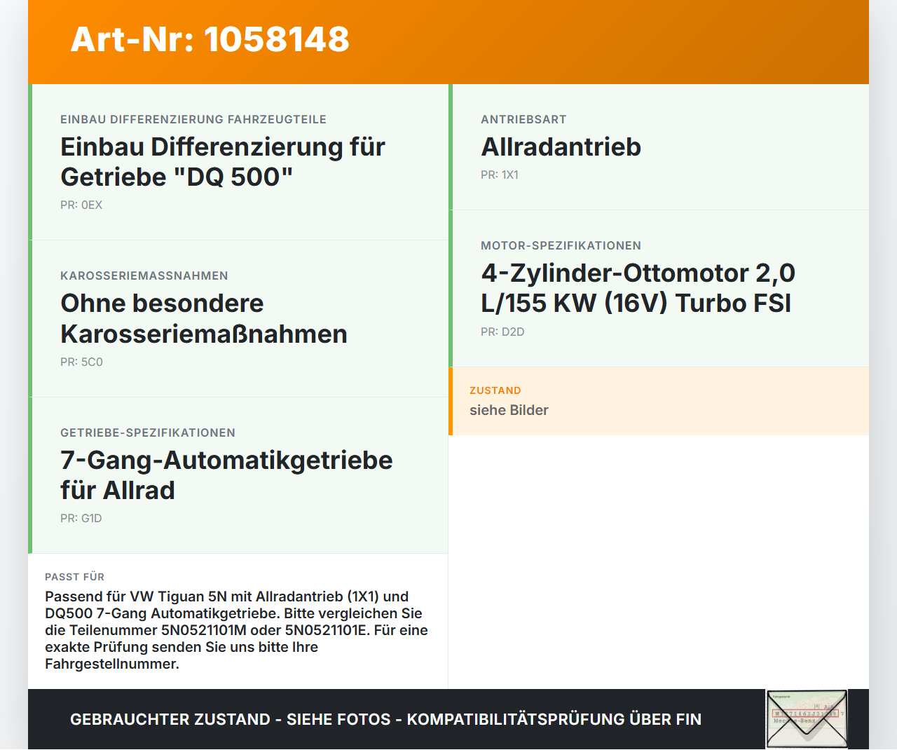 VW Tiguan 5N 11-16 2,0 155KW 4WD Kardanwelle VW Tiguan 5N 11-16 12.12.2012 5N0521101M 5N0521101E gebraucht Vorschau 3