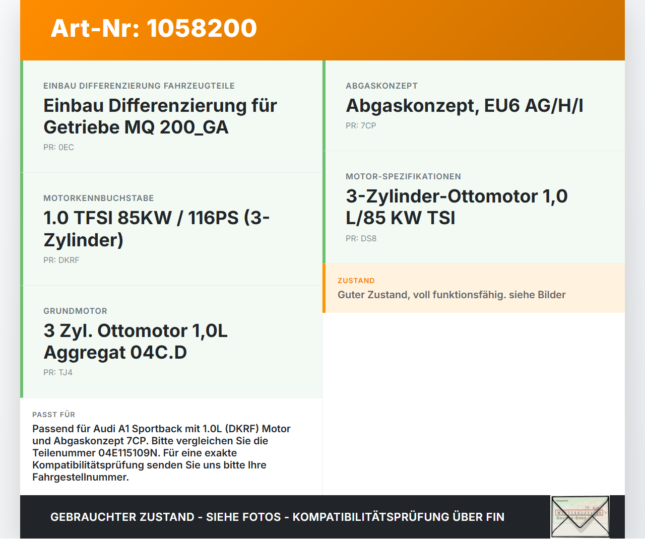 Audi A1 Sportback 18-24 1,0 85KW DKRF Ölpumpe Motorölpumpe Pumpe Audi A1 Sportback 18-24 29.03.2019 04E115105AT... Vorschau 3