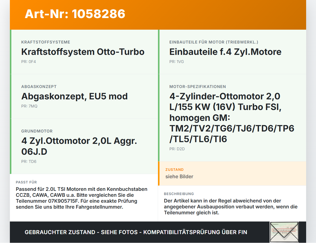 VW Tiguan 5N 11-16 2,0 155KW Zündspule Zyl.2 VW Tiguan 5N 11-16 12.12.2012 07K905715F 06H905115B 0221604115 gebraucht Vorschau 3