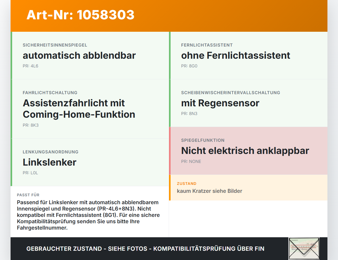 VW Tiguan 5N 11-16 Innenspiegel Rückspiegel Spiegel Innen VW Tiguan 5N 11-16 12.12.2012 1K0857511B gebraucht Vorschau 3
