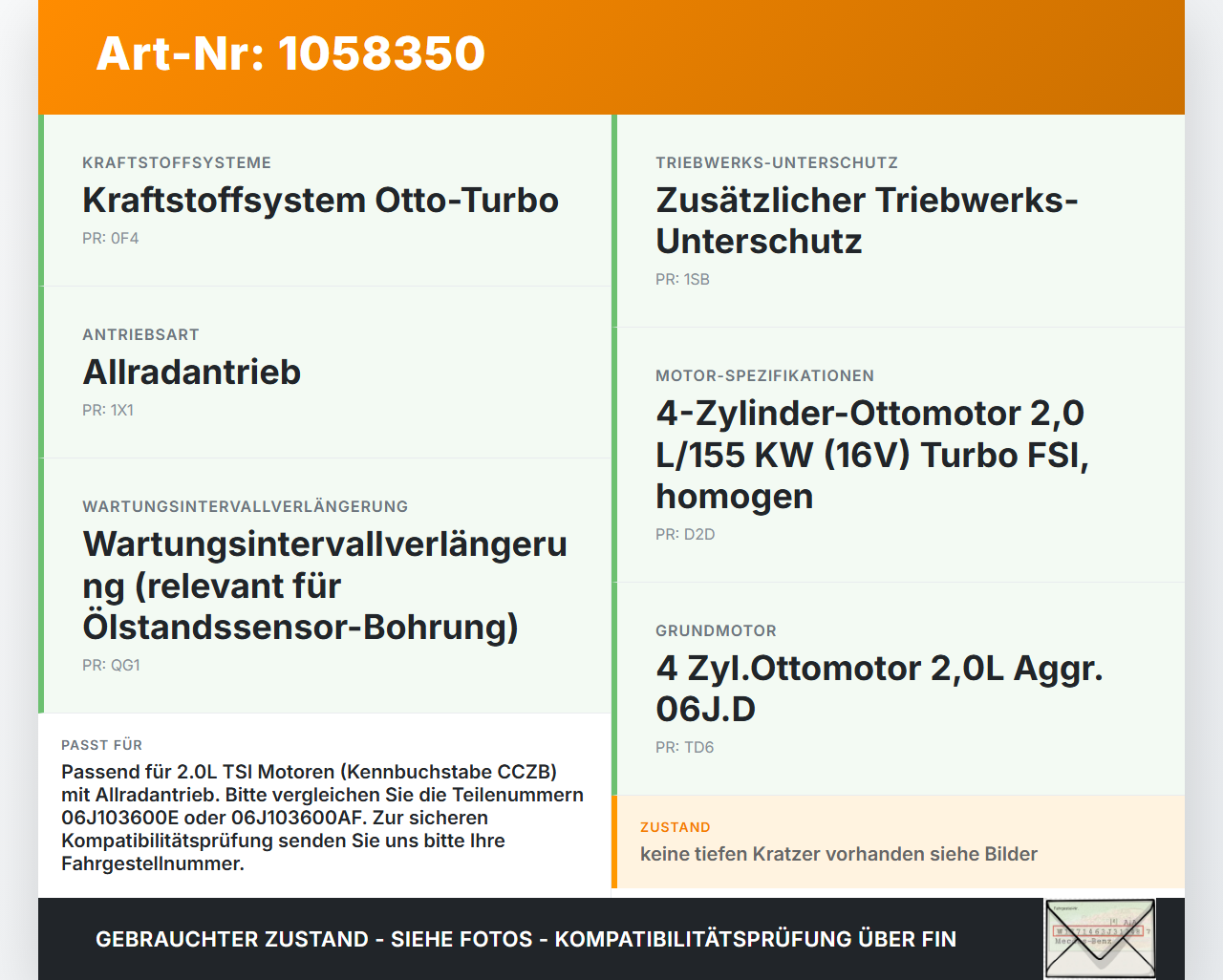 VW Tiguan 5N 11-16 2,0 155KW CCZB Ölwanne Motorwanne VW Tiguan 5N 11-16 12.12.2012 06J103600AF gebraucht Vorschau 3