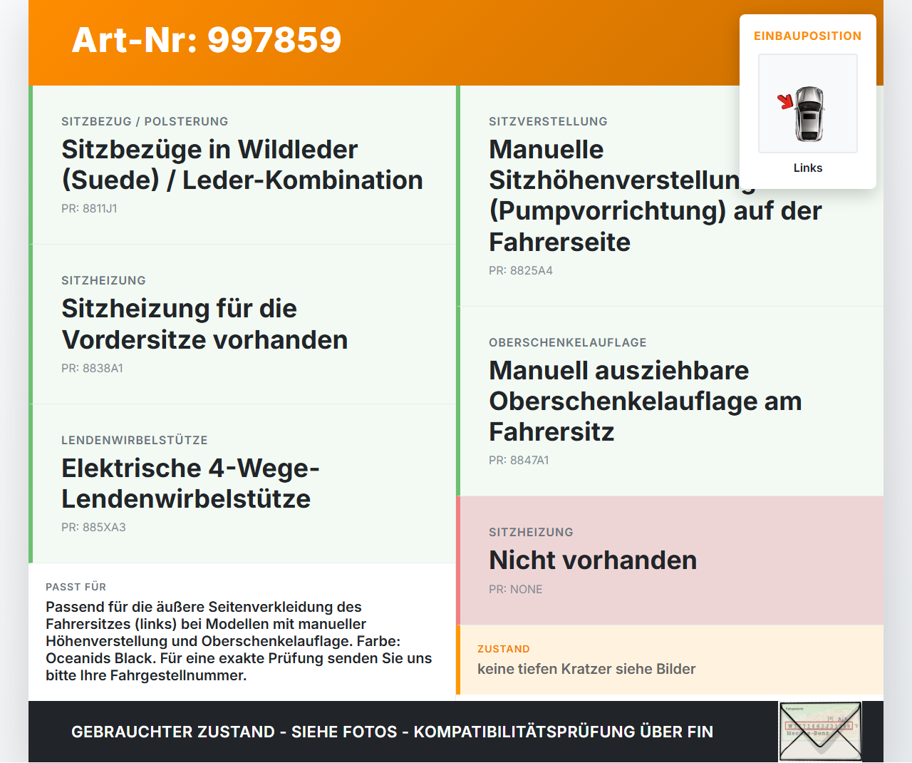 Hyundai I30 N PD 19-24 Blende Seitenverkleidung für Fahrer Sitz Aussen Links Hyundai I30 N PD 19-24 10.10.2022... Vorschau 3