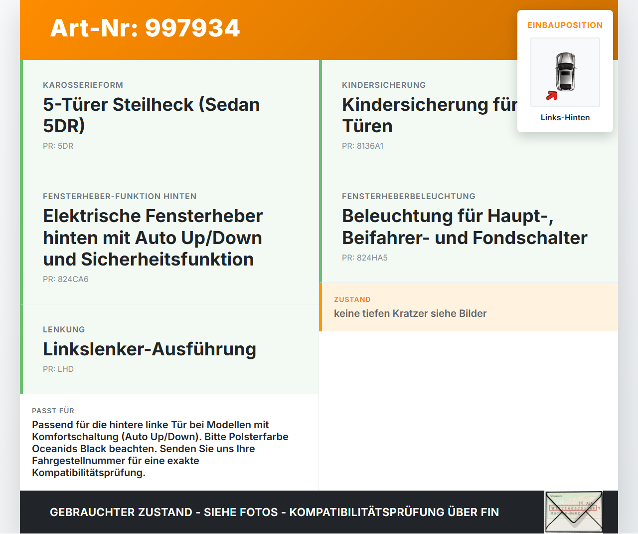 Hyundai I30 N PD 19-24 5T Fensterheberschalter Schalter Fensterheber Pd Links Hinten Hyundai I30 N PD 19-24... Vorschau 3