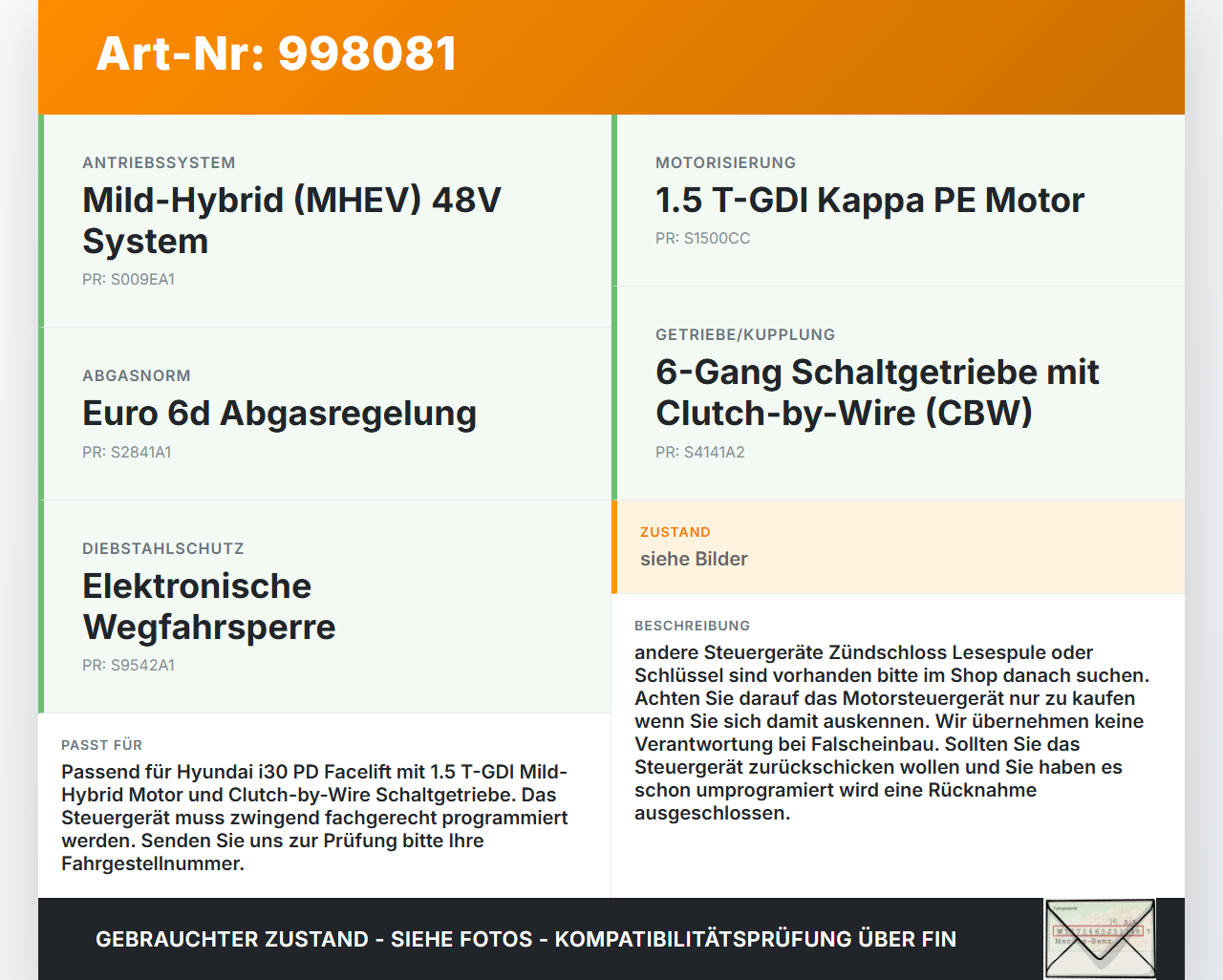 Hyundai I30 N PD 19-24 T-GDI 1,5 118KW Steuergerät ECU für Motor Motorsteuergerät Hyundai I30 N PD 19-24 10.10.2022... Vorschau 3