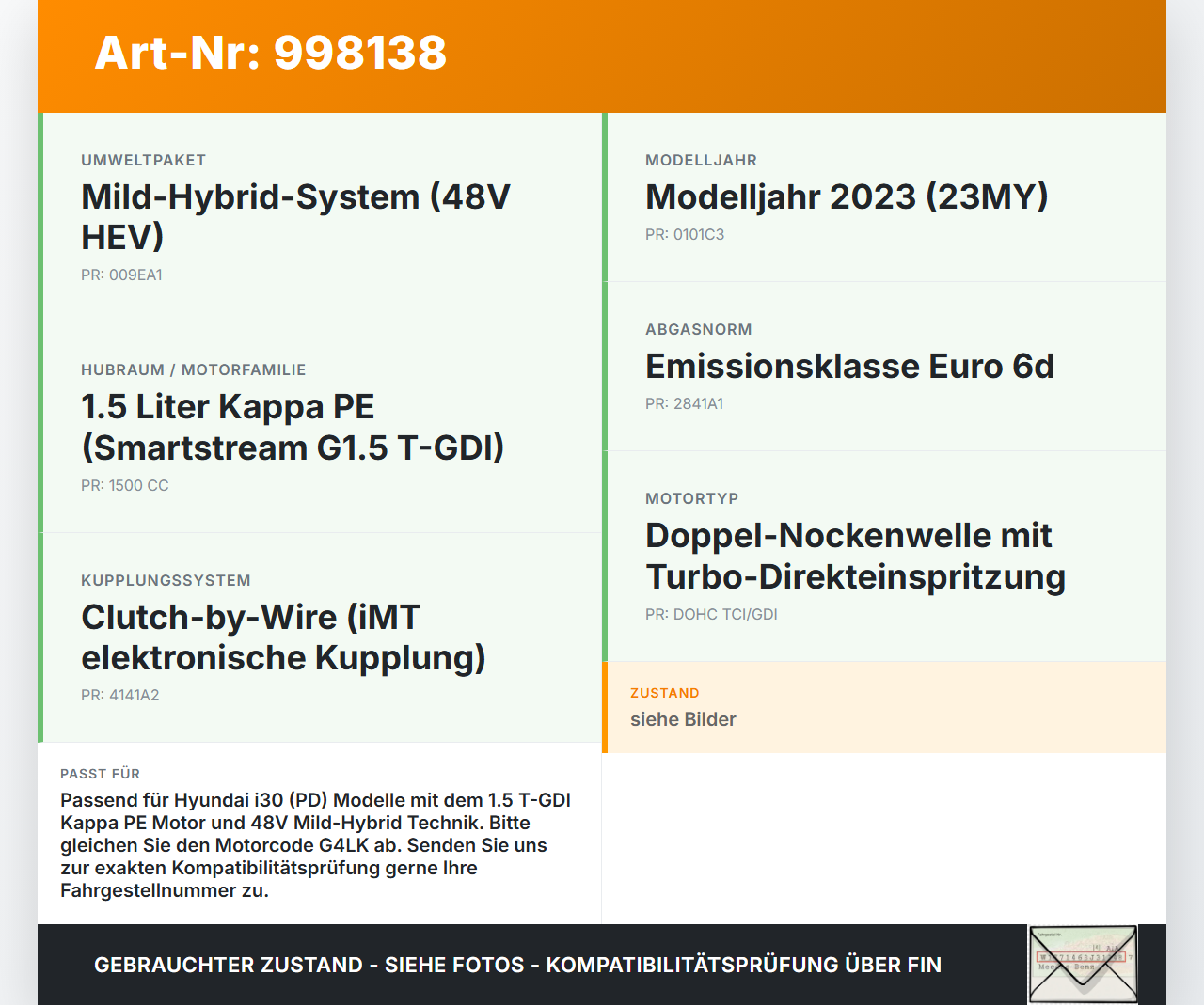 Hyundai I30 N PD 19-24 T-GDI 1,5 118KW G4LK Nockenwellenverstellung Phasenversteller für Nockenwelle Hyundai I30 N... Vorschau 3