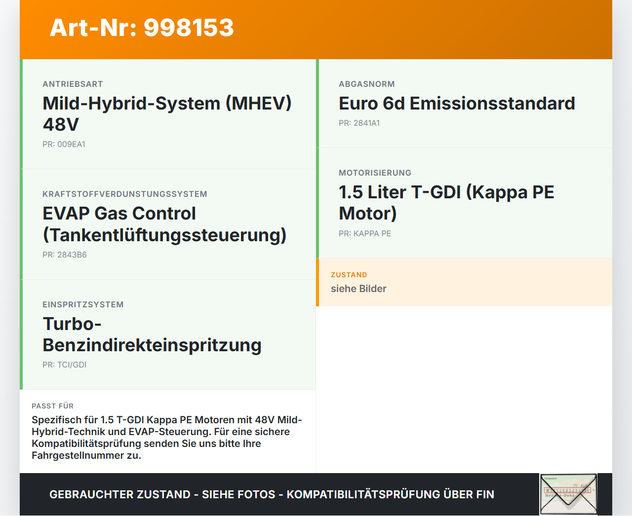 Hyundai I30 N PD 19-24 T-GDI 1,5 118KW Magnetventil Hyundai I30 N PD 19-24 10.10.2022 gebraucht Vorschau 3