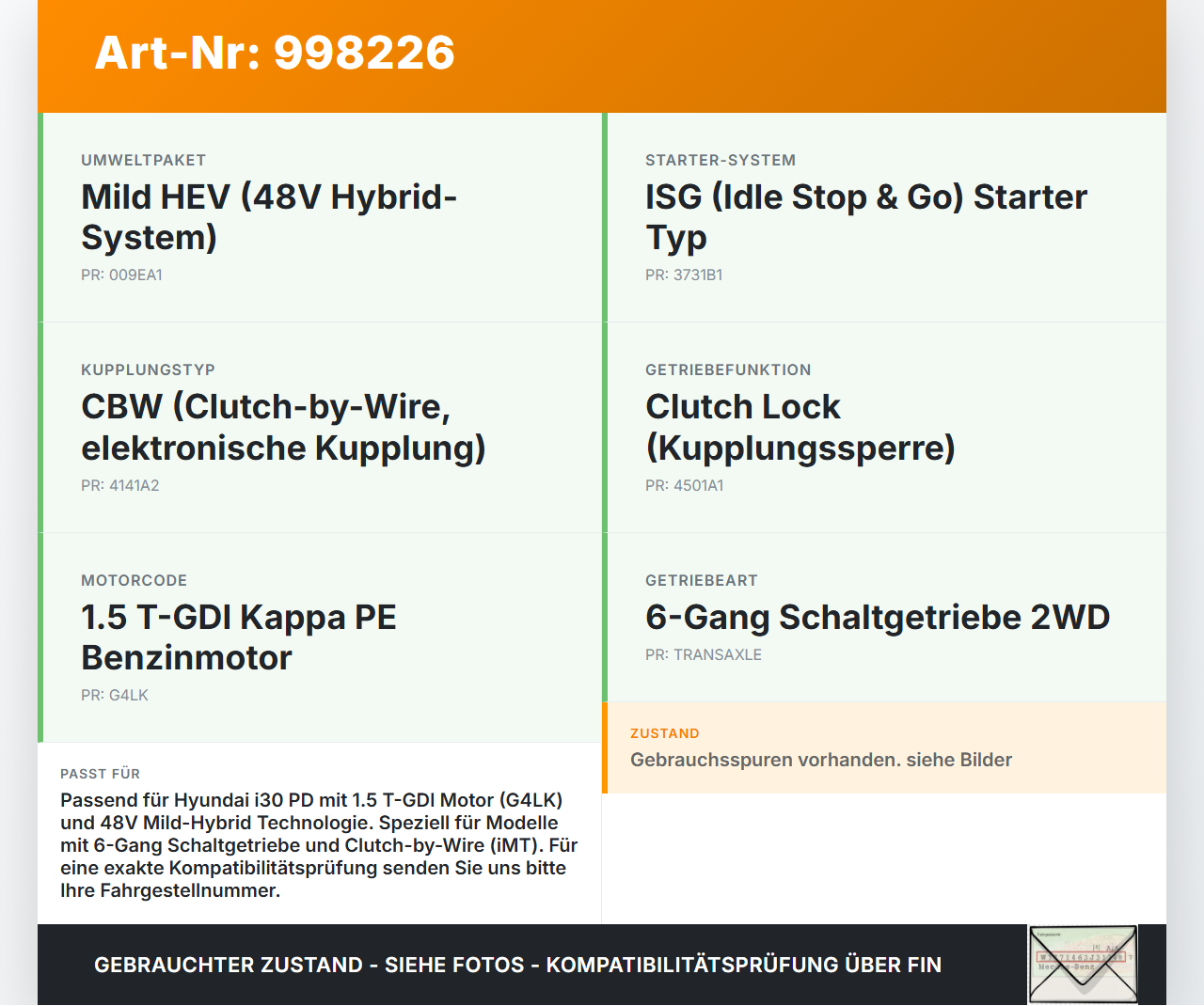 Hyundai I30 N PD 19-24 T-GDI 1,5 118KW G4LK Schwungscheibe Schwungrad Hyundai I30 N PD 19-24 10.10.2022 2320008000... Vorschau 3