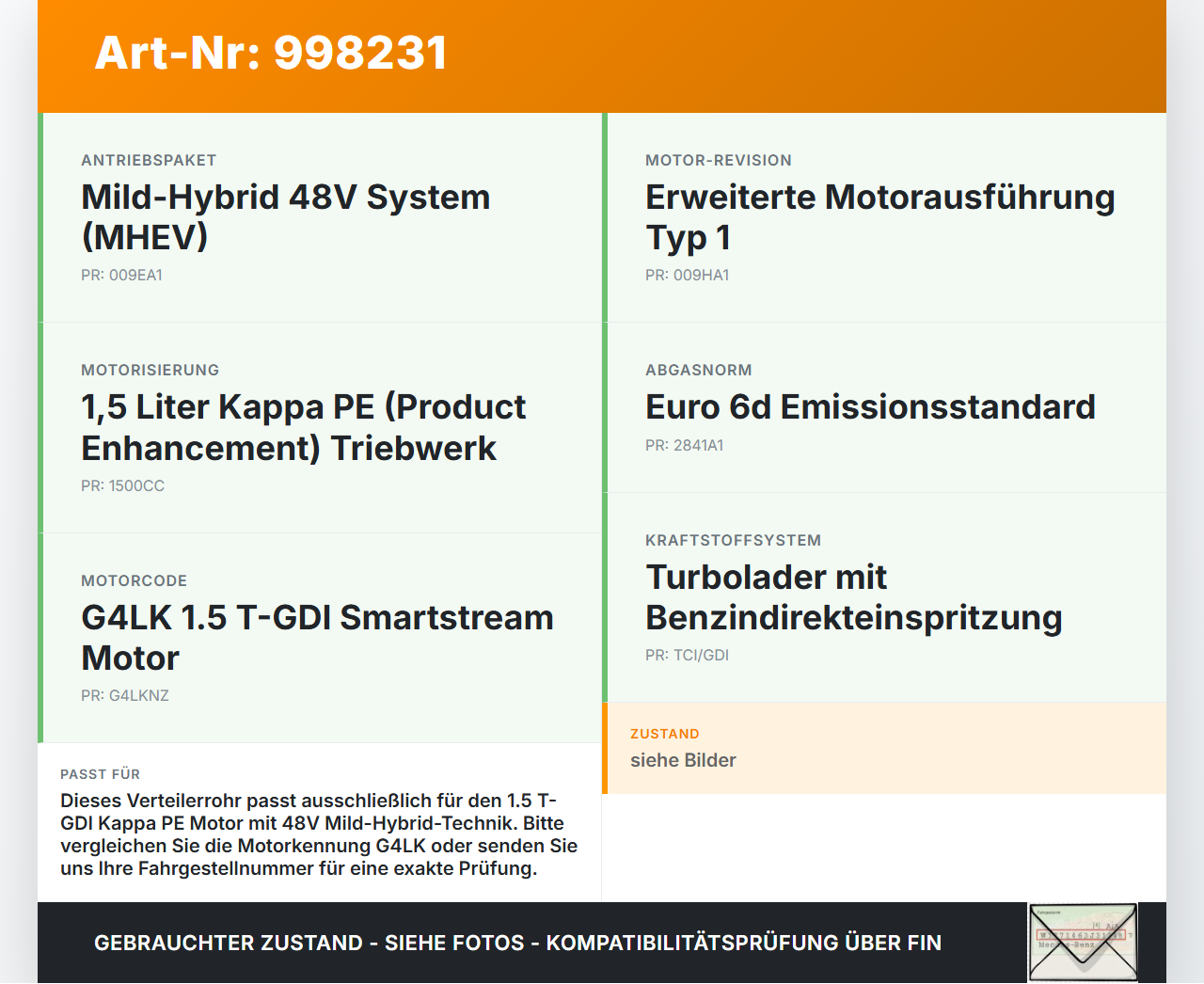 Hyundai I30 N PD 19-24 T-GDI 1,5 118KW Verteilerrohr für Hochdruck Verteiler Hyundai I30 N PD 19-24 10.10.2022... Vorschau 3