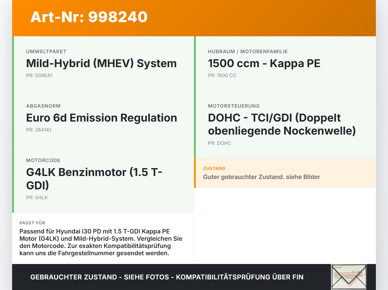 Hyundai I30 N PD 19-24 T-GDI 1,5 118KW G4LK Kipphebel Schlepphebel Hyundai I30 N PD 19-24 10.10.2022 gebraucht Vorschau 3