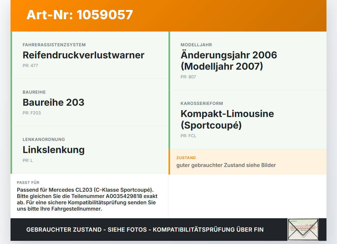 Mercedes CL203 C220 04-08 Coupe ESP Sensor Steuergerät Mercedes CL203 C220 04-08 04.07.2006 A0035429818... Vorschau 3