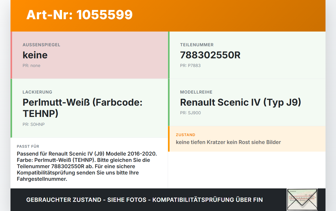 Renault Scenic IV J9 16-20 Tankdeckel Tankklappe TEHNP Renault Scenic IV J9 16-20 27.01.2017 788302550R gebraucht Vorschau 3