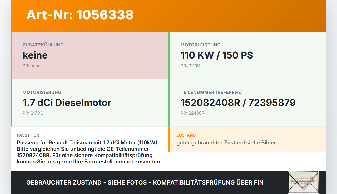 Renault Talisman 15-22 dCi 150 1,7 110KW Ölkühler Renault Talisman 15-22 12.02.2019 152082408R 72395879 T183032295... Vorschau 3