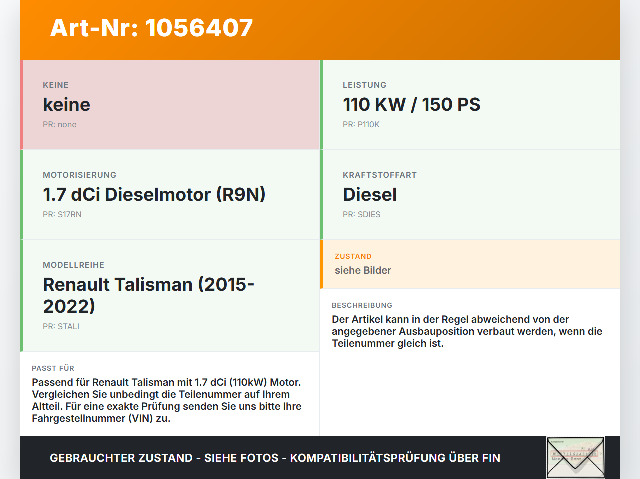 Renault Talisman 15-22 dCi 150 1,7 110KW Injektor Einspritzdüse Rail Zyl.3 Renault Talisman 15-22 12.02.2019... Vorschau 3