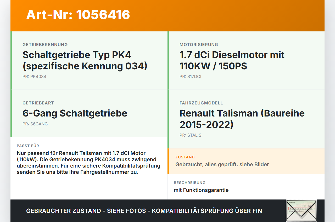 Renault Talisman 15-22 dCi 150 1,7 110KW Schaltgetriebe Getriebe PK4034 Renault Talisman 15-22 12.02.2019... Vorschau 3