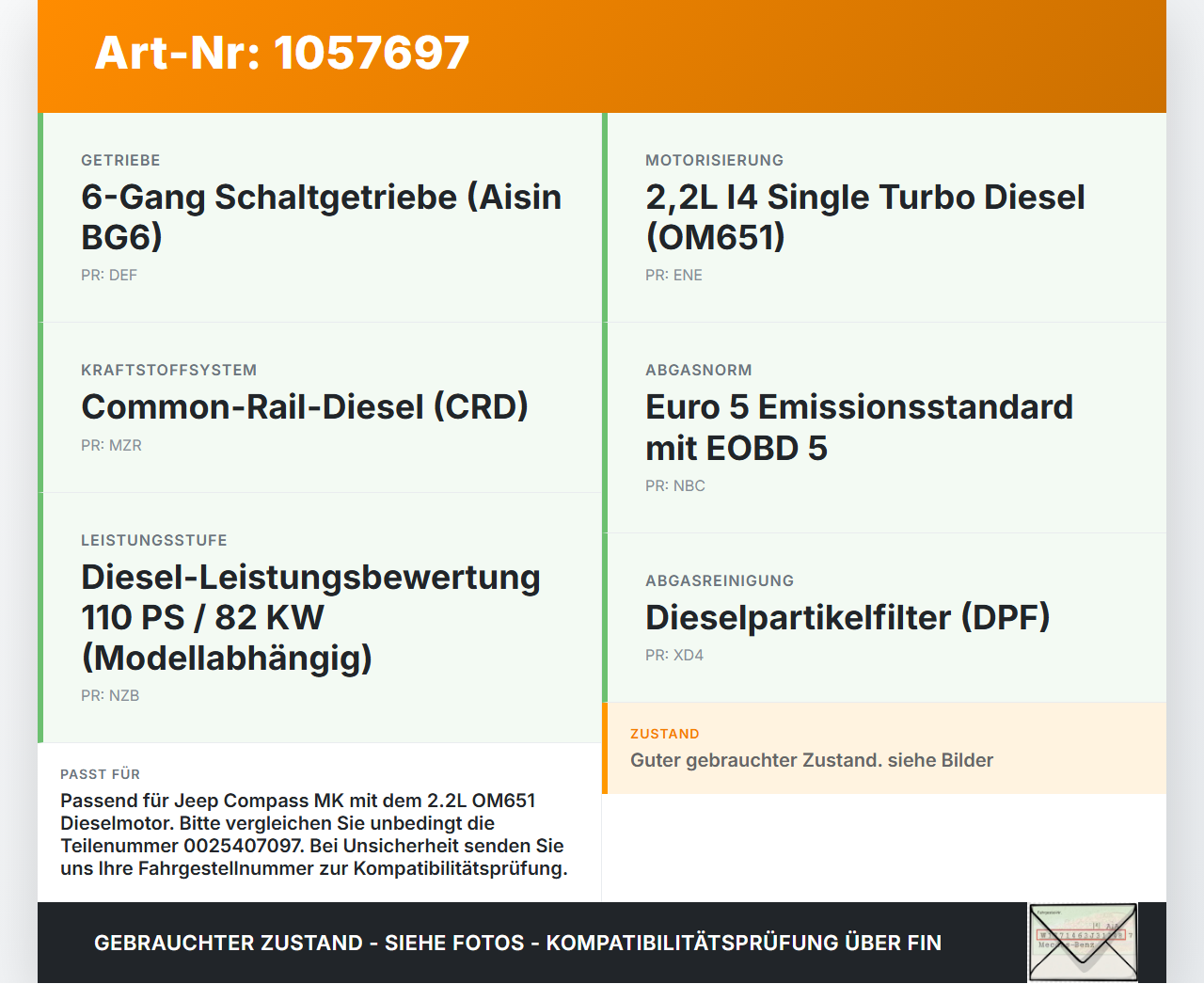 Jeep Compass MK49 10-14 2,1 120KW Pumpe Rückschlag Ventil Jeep Compass MK49 10-14 31.01.2014 0025407097 482.000.000... Vorschau 3
