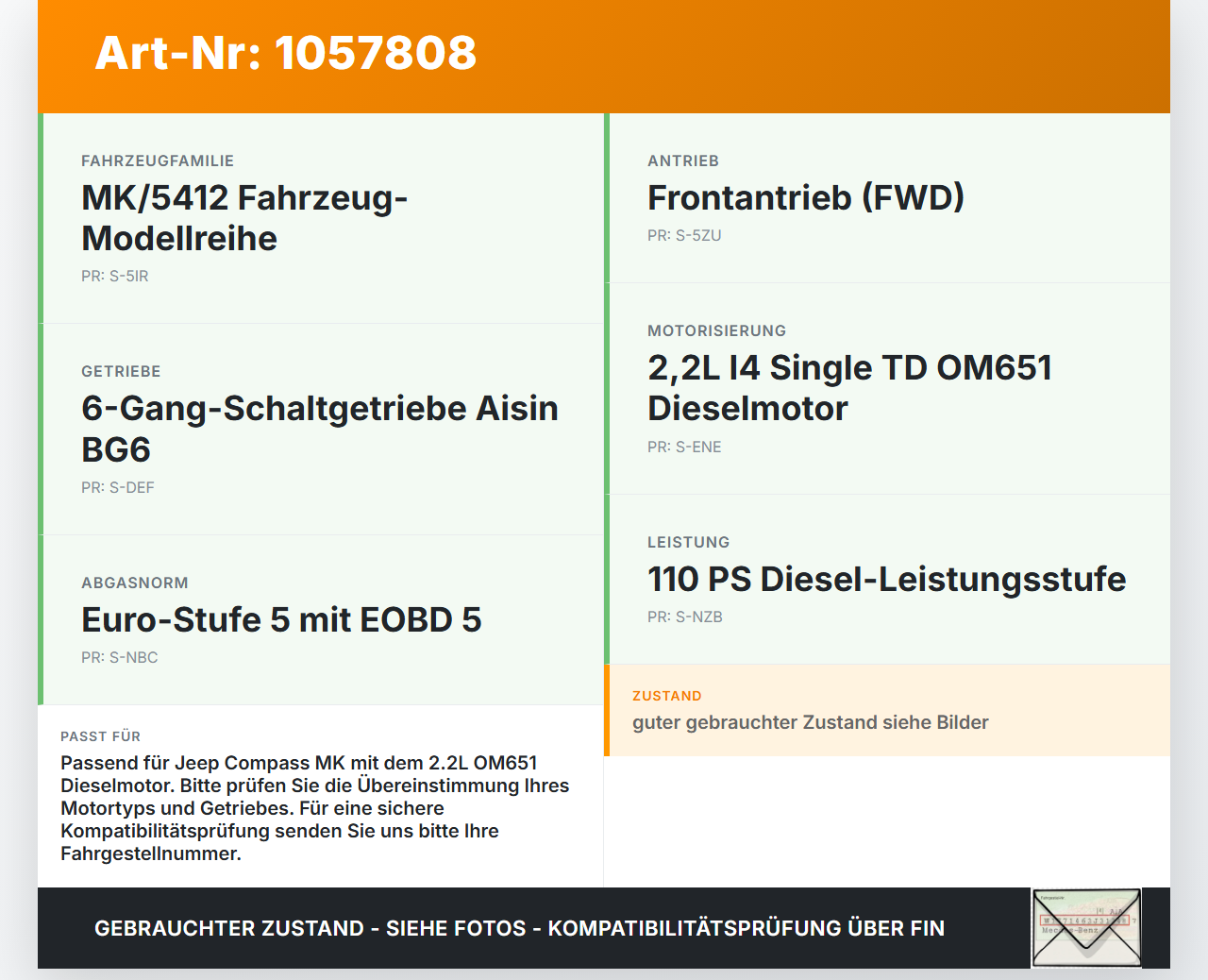 Jeep Compass MK49 10-14 2,1 120KW Platte für Motor Stirnplatte Gehäuse Motorblock Jeep Compass MK49 10-14... Vorschau 3