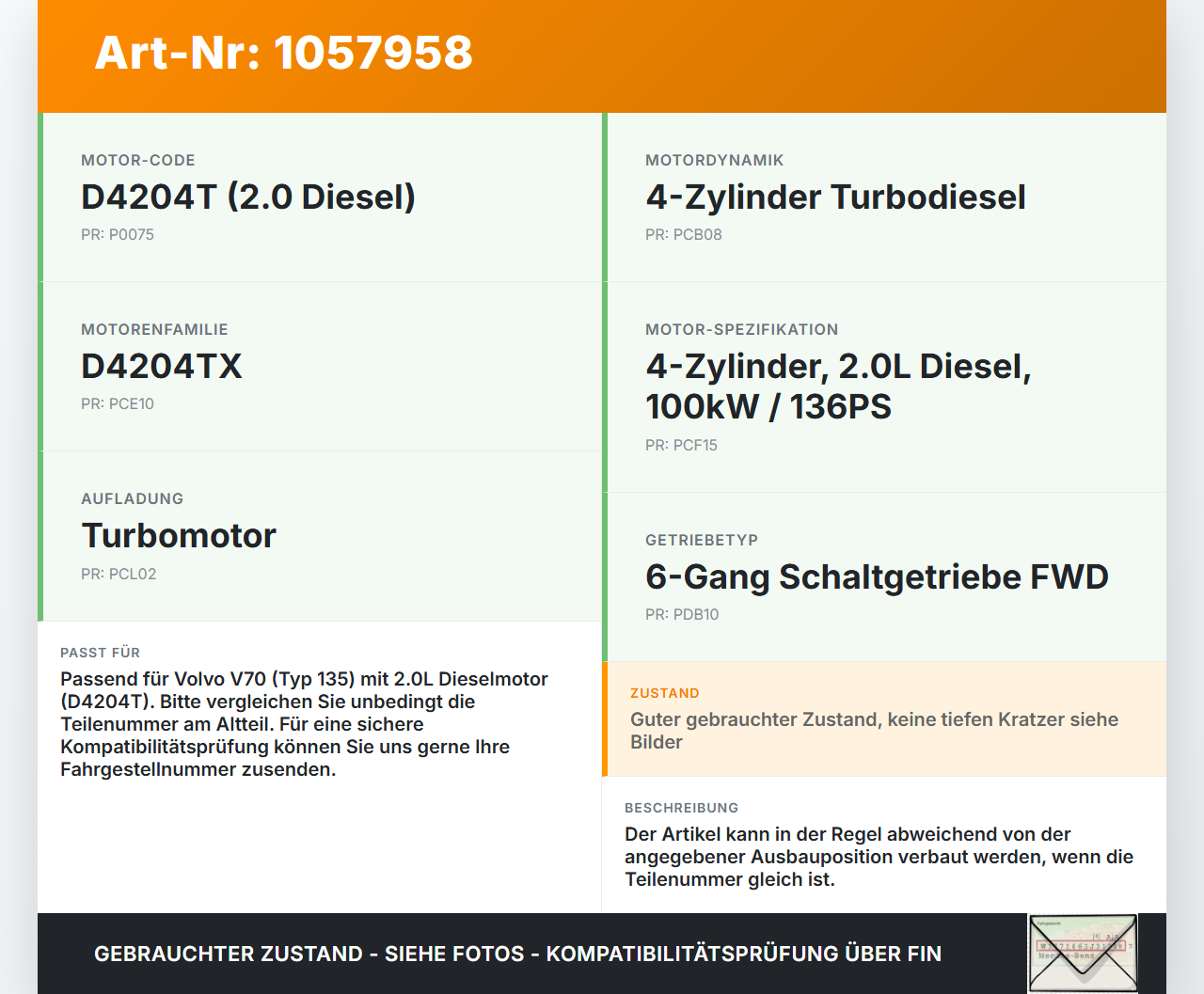 Volvo V70 135 07-13 2,0 100KW Ansaugrohr Ladeluftschlauch Luftschlauch Pos.1 Volvo V70 135 07-13 17.06.2010 gebraucht Vorschau 3