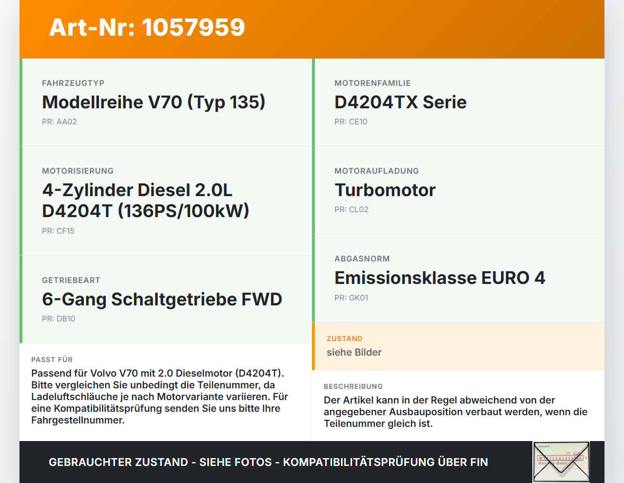 Volvo V70 135 07-13 2,0 100KW Ansaugrohr Ladeluftschlauch Luftschlauch Pos.1 Volvo V70 135 07-13 17.06.2010... Vorschau 3