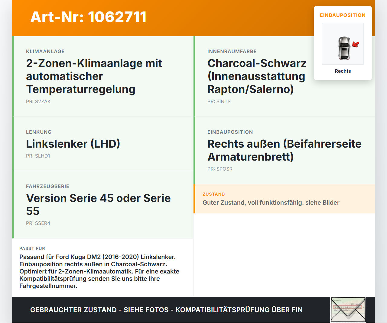 Ford Kuga DM2 16-20 Luftdusche Luftdüse Rechts Ford Kuga DM2 16-20 27.12.2018 F1CB-R018B08-AB3JA6 F1CB-R018B08-ABW... Vorschau 3